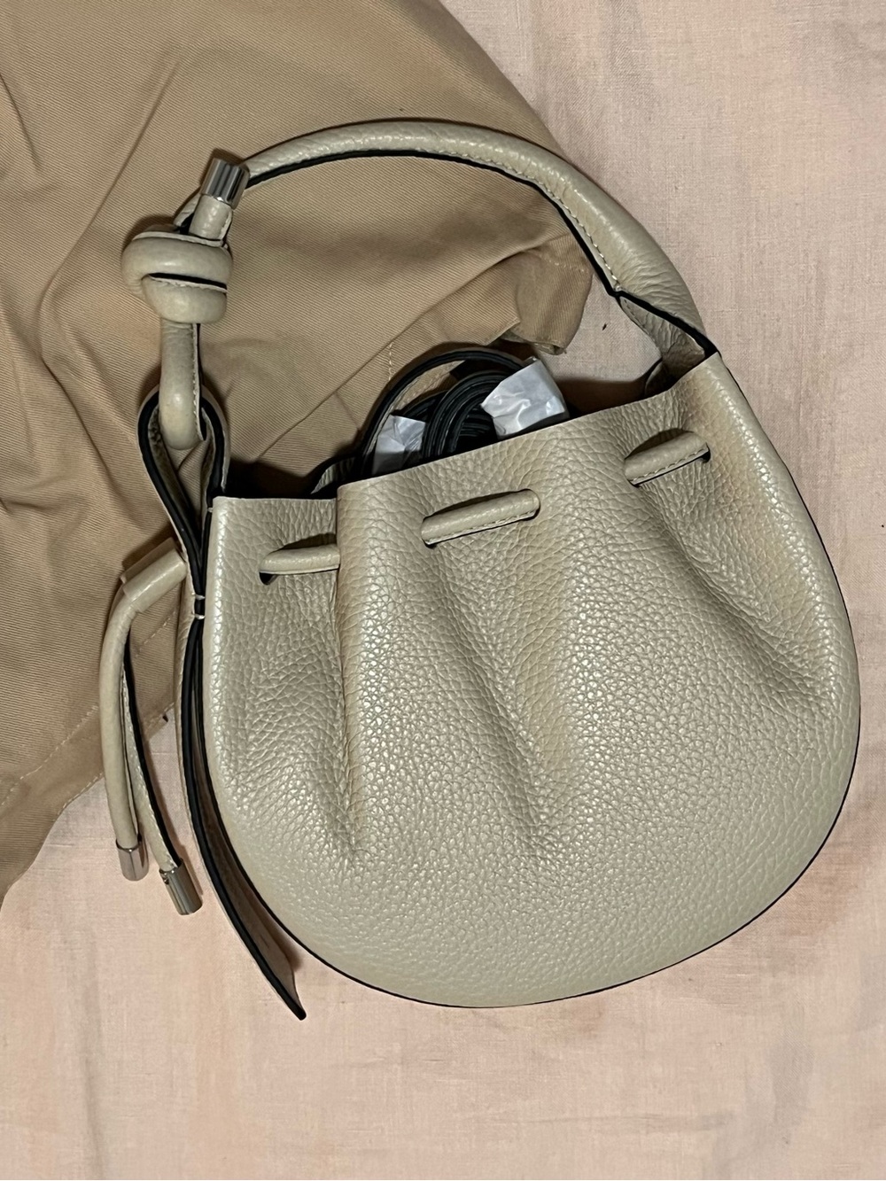 benho Ina Mini Crossbody in Bone Pebble leather in Bone